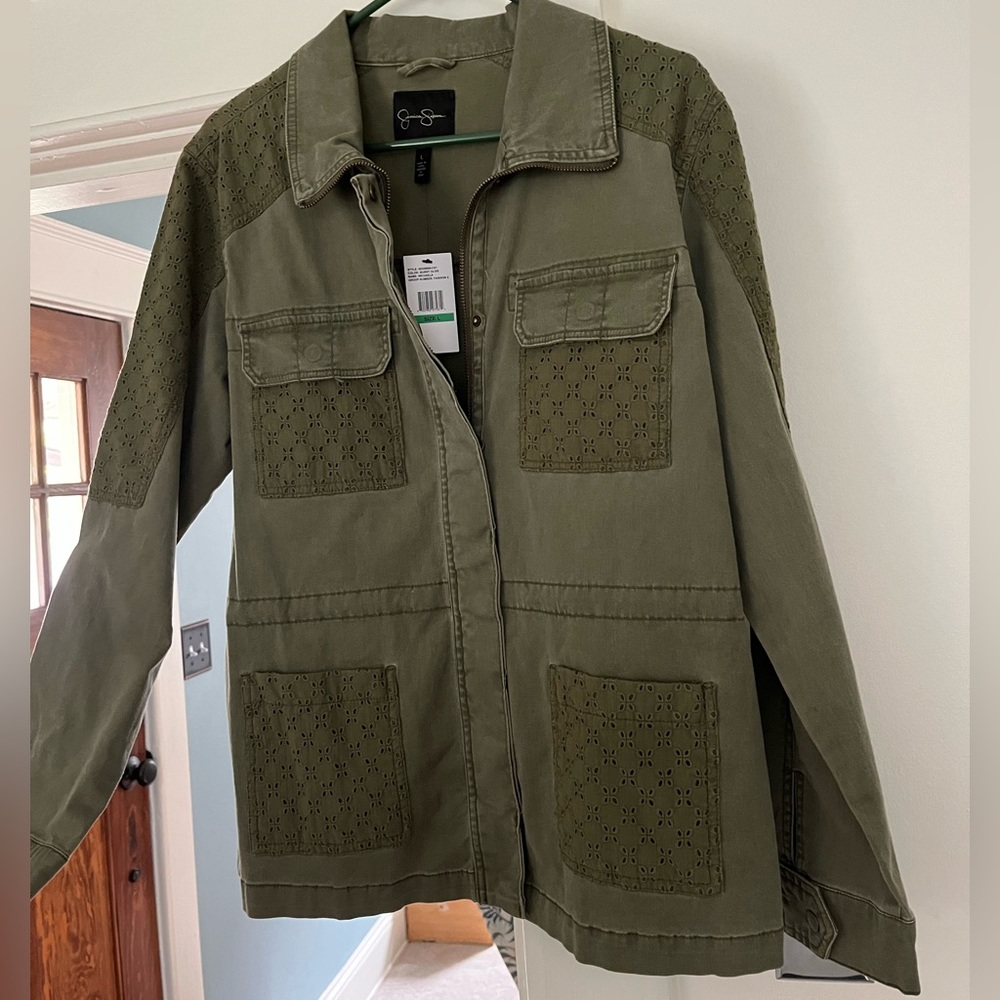 Jessica Simpson Eyelet Stretch Military Style Jacket